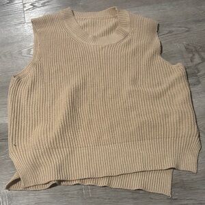 Beige Sleeveless Knit Sweater Vest